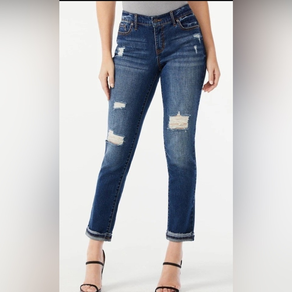 Sofia Vergara Jeans Women's Bagi,Mid Rise Boyfriend Distressed Jeans, Size 12